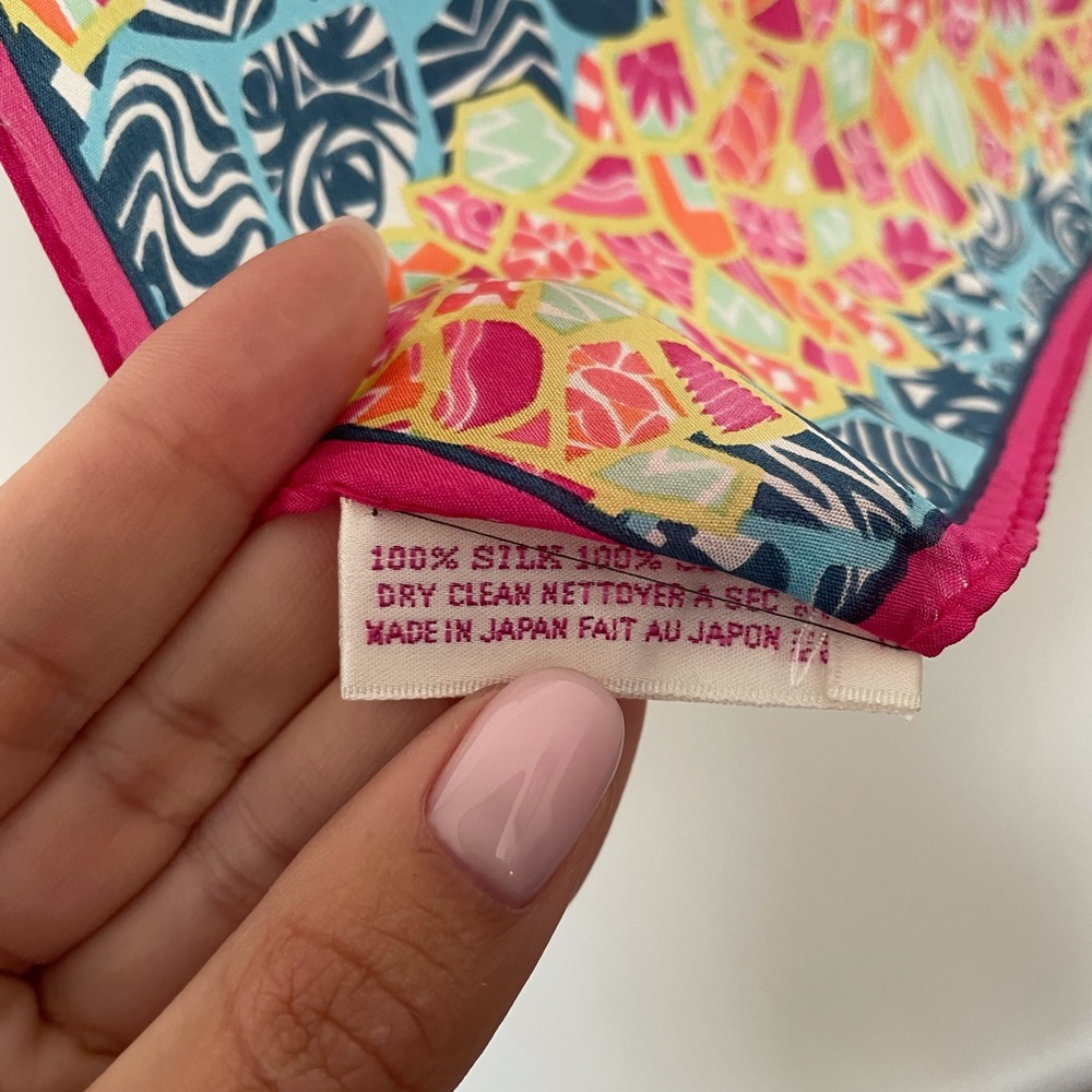 Acute Orange Pink 100% Silk Rectangular Scarf Mad… - image 3